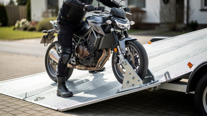 Comment charger et arrimer une moto sur une remorque pour un long trajet ?